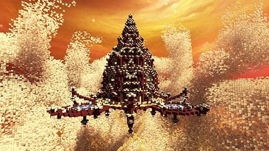 当天空塔来到《我的世界》 漂浮在60万白色方块的云层中截图