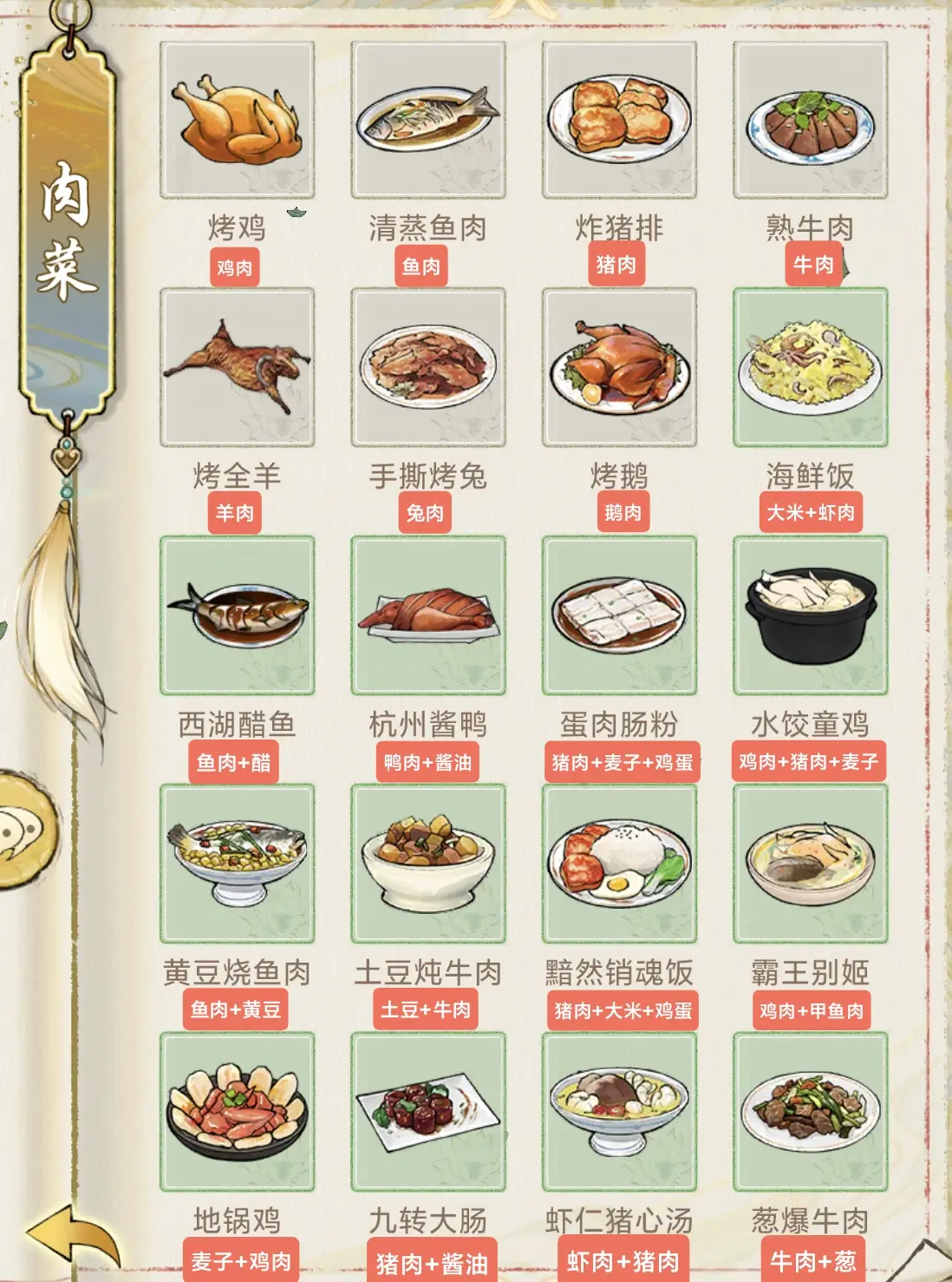 华夏千秋菜谱选择方案有哪几款 华夏千秋菜谱选择建议截图