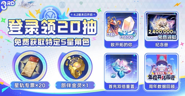 崩坏星穹铁道4.2版本福利汇总：登录奖励、限时活动与免费资源一览