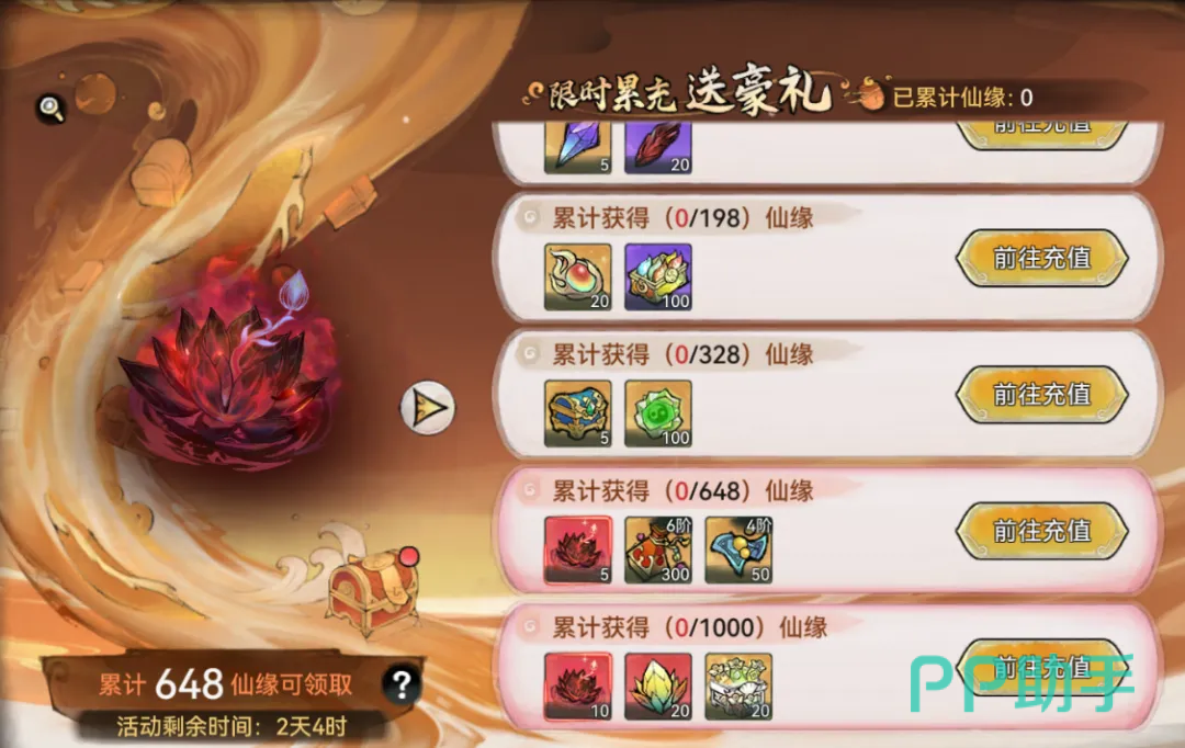 充值奖励档位说明界面