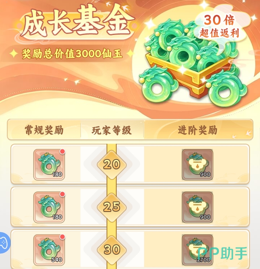 遮天帝路争锋成长基金首期界面示意图