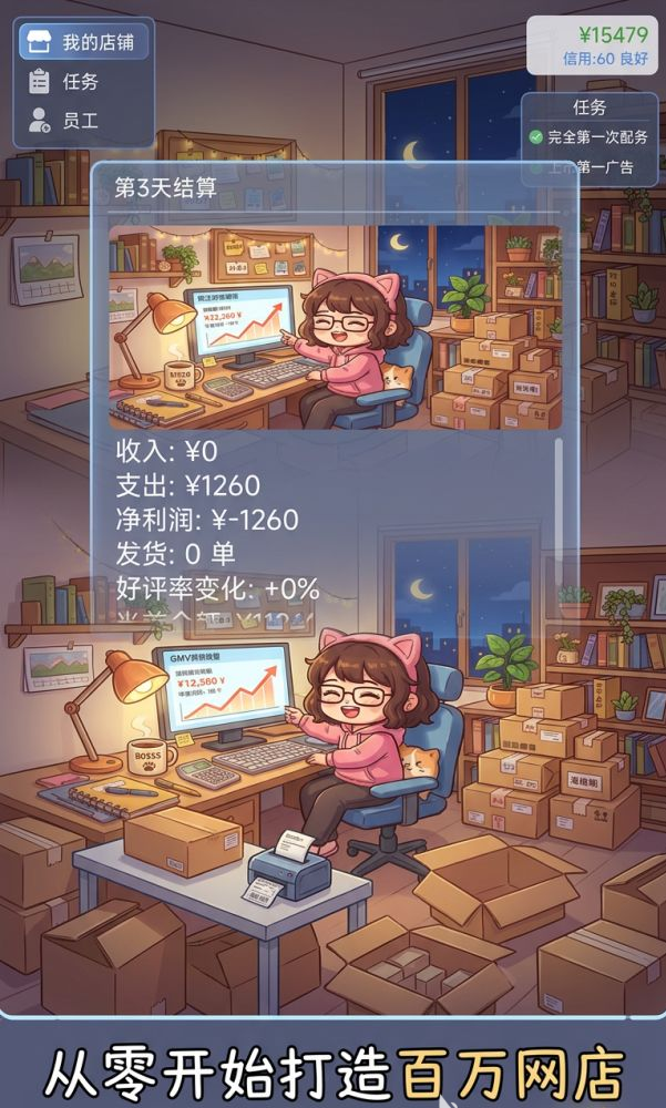 电商开网店模拟器突发危机事件二选一界面