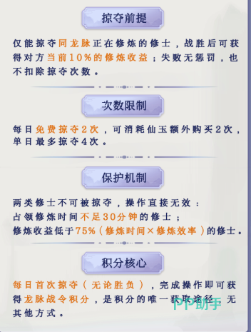 掠夺保护机制与积分获取说明图