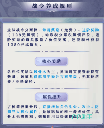 龙脉战斗力奖励与风骨木用途说明图