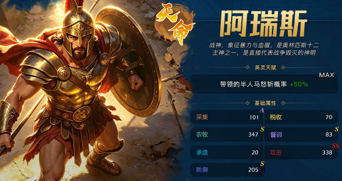 模拟帝国英灵角色立绘:阿瑞斯
