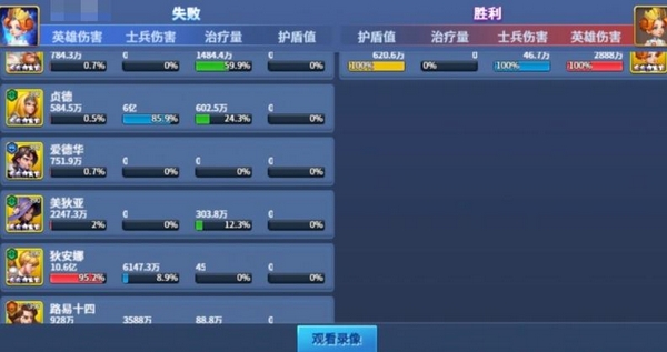 王国传承双阵容对比示意图