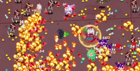 我不是魔王多人联机战斗场景，显示双角色协同释放技能特效