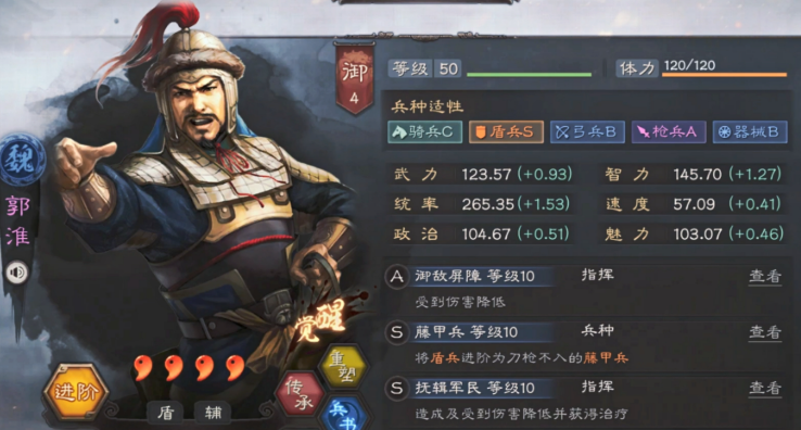 郭淮统率加点示意图