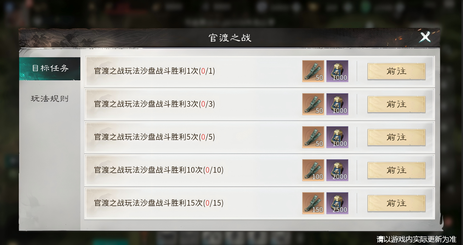 官渡之战奖励预览图