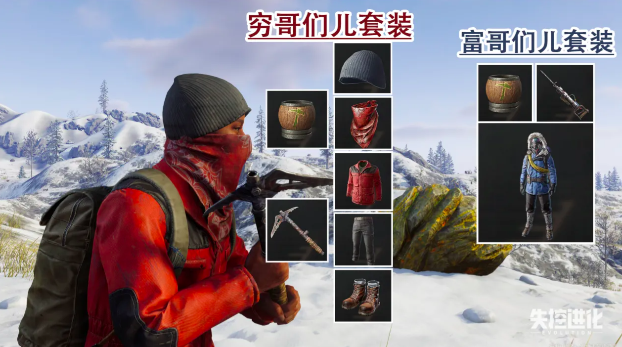 失控进化雪山防寒装备对比图