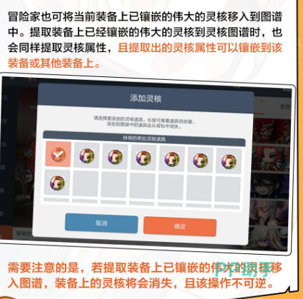 灵核图谱部位栏位设置示意图