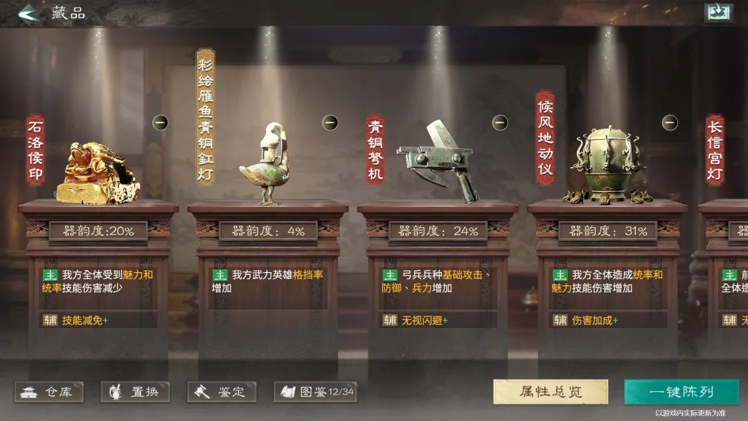 藏品装配界面示意图