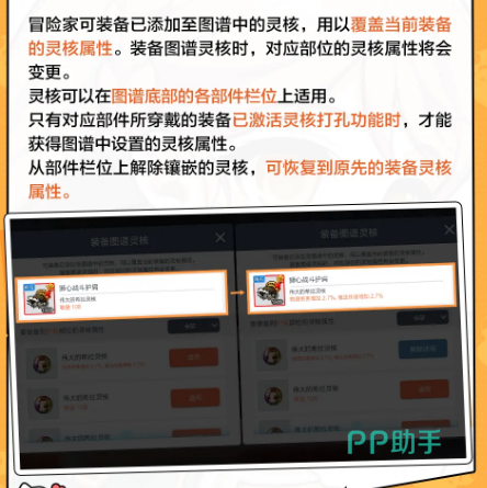 灵核图谱与装备实际生效关系示意图