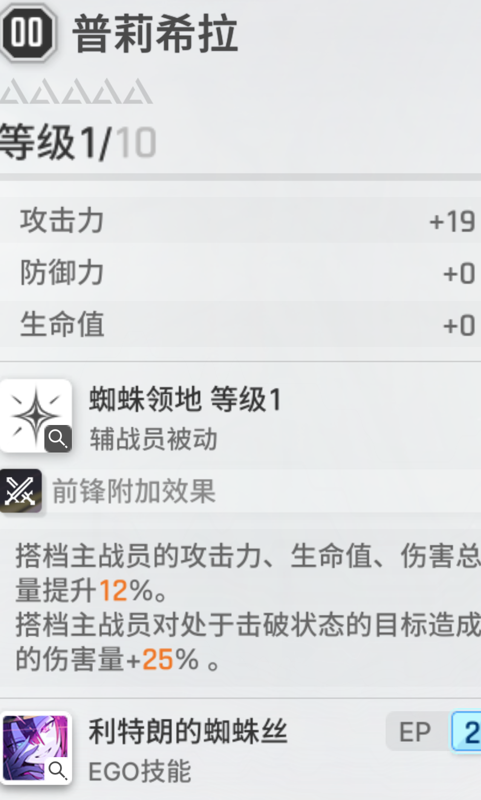 普利希拉技能详情与属性面板