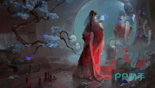 纸嫁衣9角色特写:女主侧脸,耳畔昙花花苞清晰可见,红嫁衣纹样细腻繁复