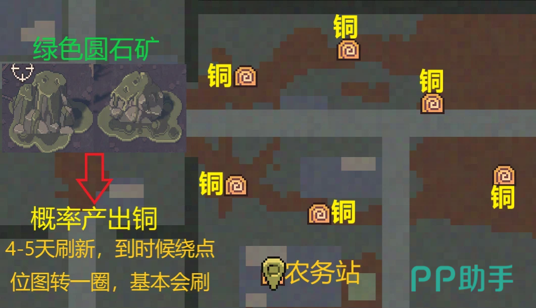 雪原长廊覆雪圆石矿位置示意图