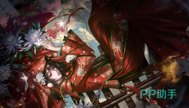 纸嫁衣9游戏PV画面:铁轨延伸入黑暗,两侧盛放昙花,女主立于中央,耳戴花苞,身着红嫁衣