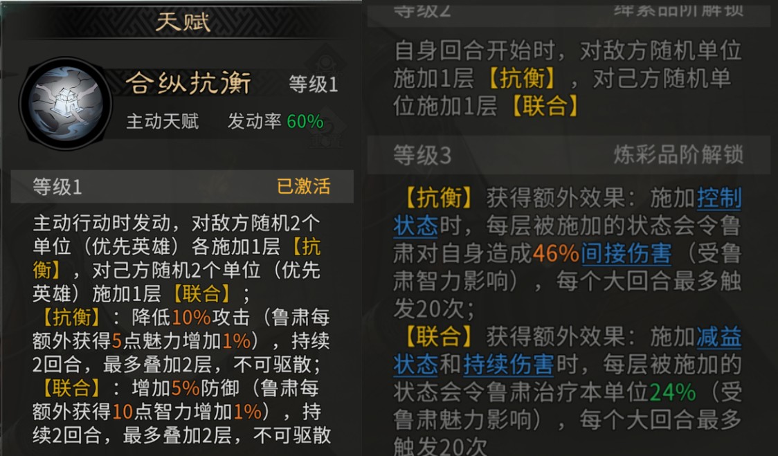 鲁肃天赋等级对比图