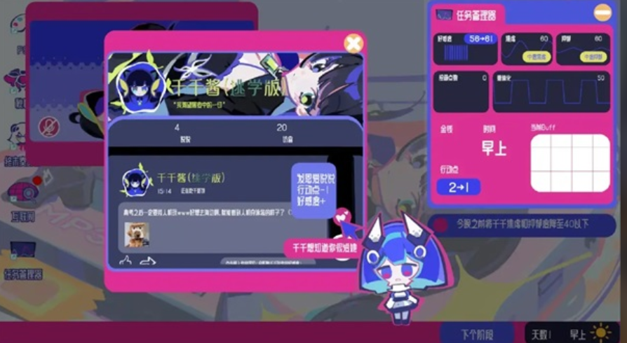 空间少女综合症游戏界面截图:角色情绪变化可视化示意