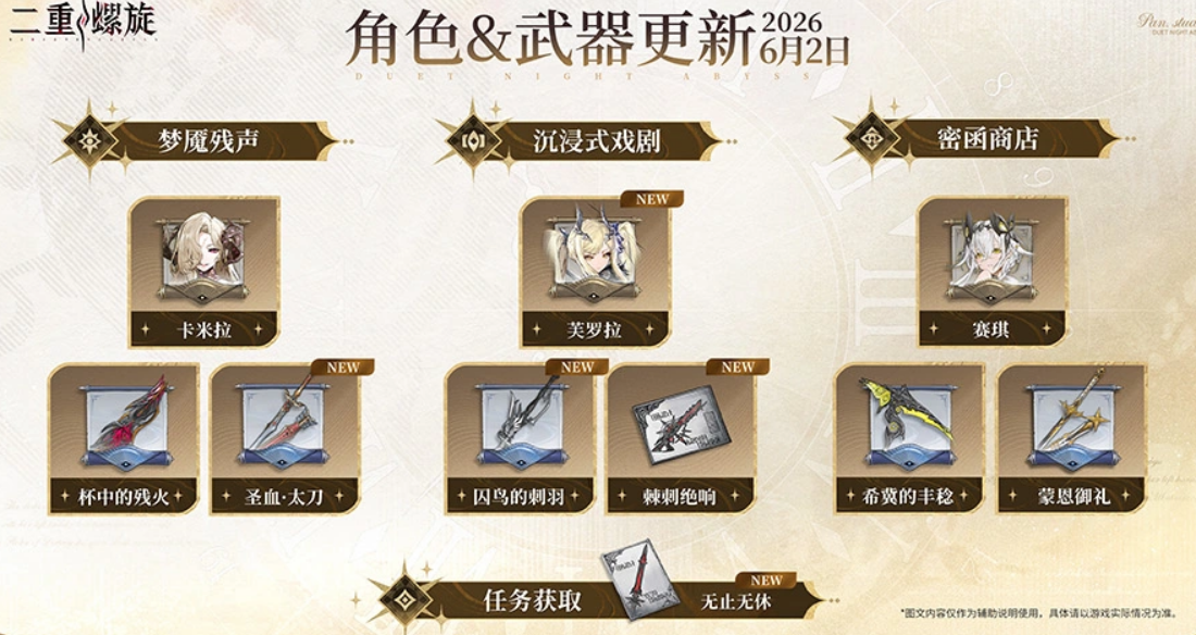 二重螺旋银星奔流版本梦魇残声卡池更新图