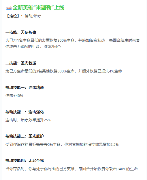小怪兽别跑新英雄米迦勒角色立绘与技能详情图