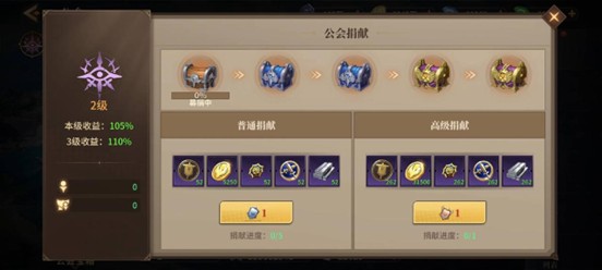 公会捐献界面示意图