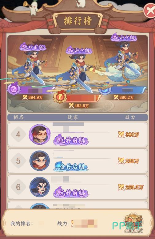 奇遇西行战力与宗门冲榜奖励展示图