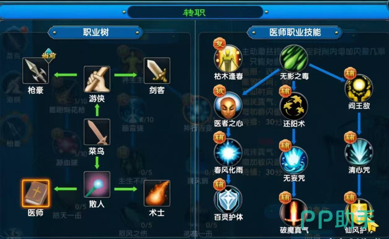 武林外传十年之约医师治疗技能加点示意图