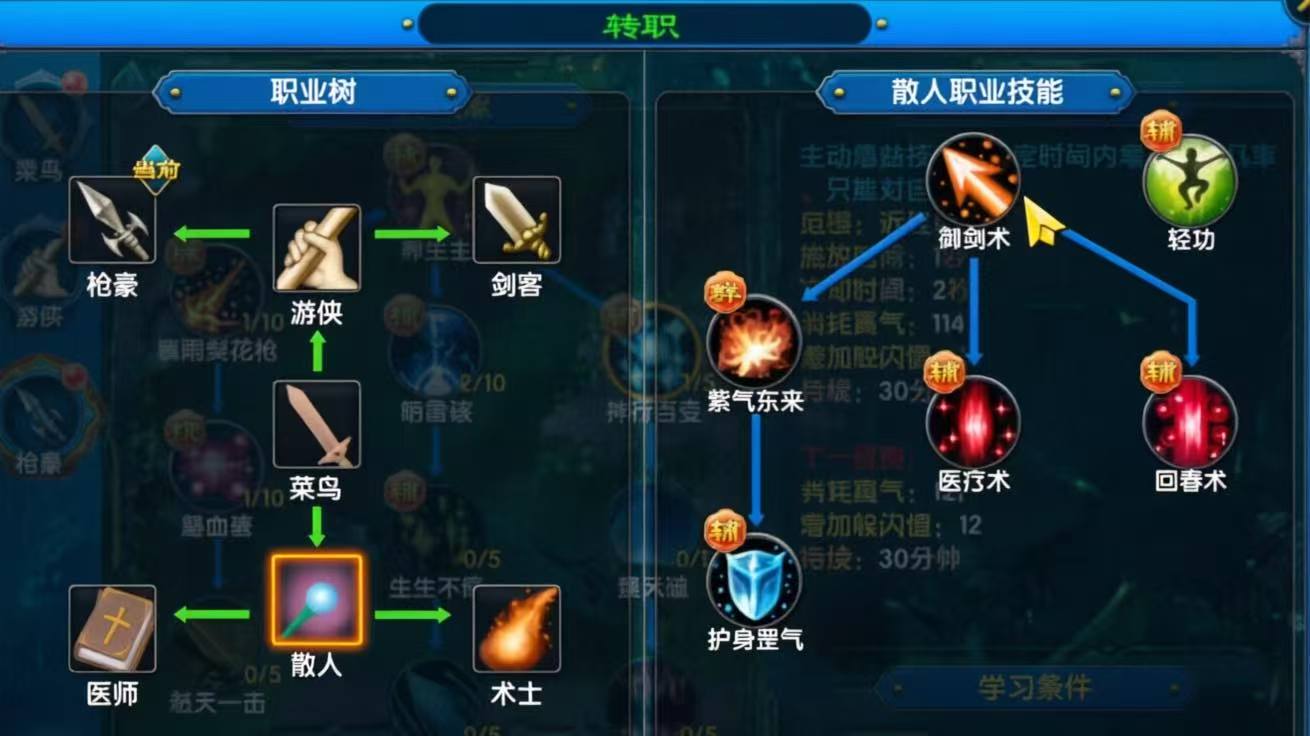 武林外传十年之约医师技能树界面