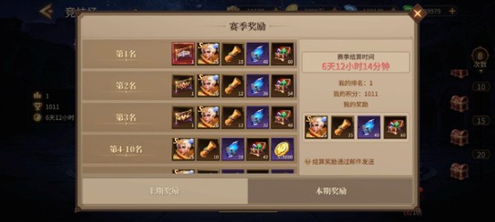 赛季排名奖励界面示意图