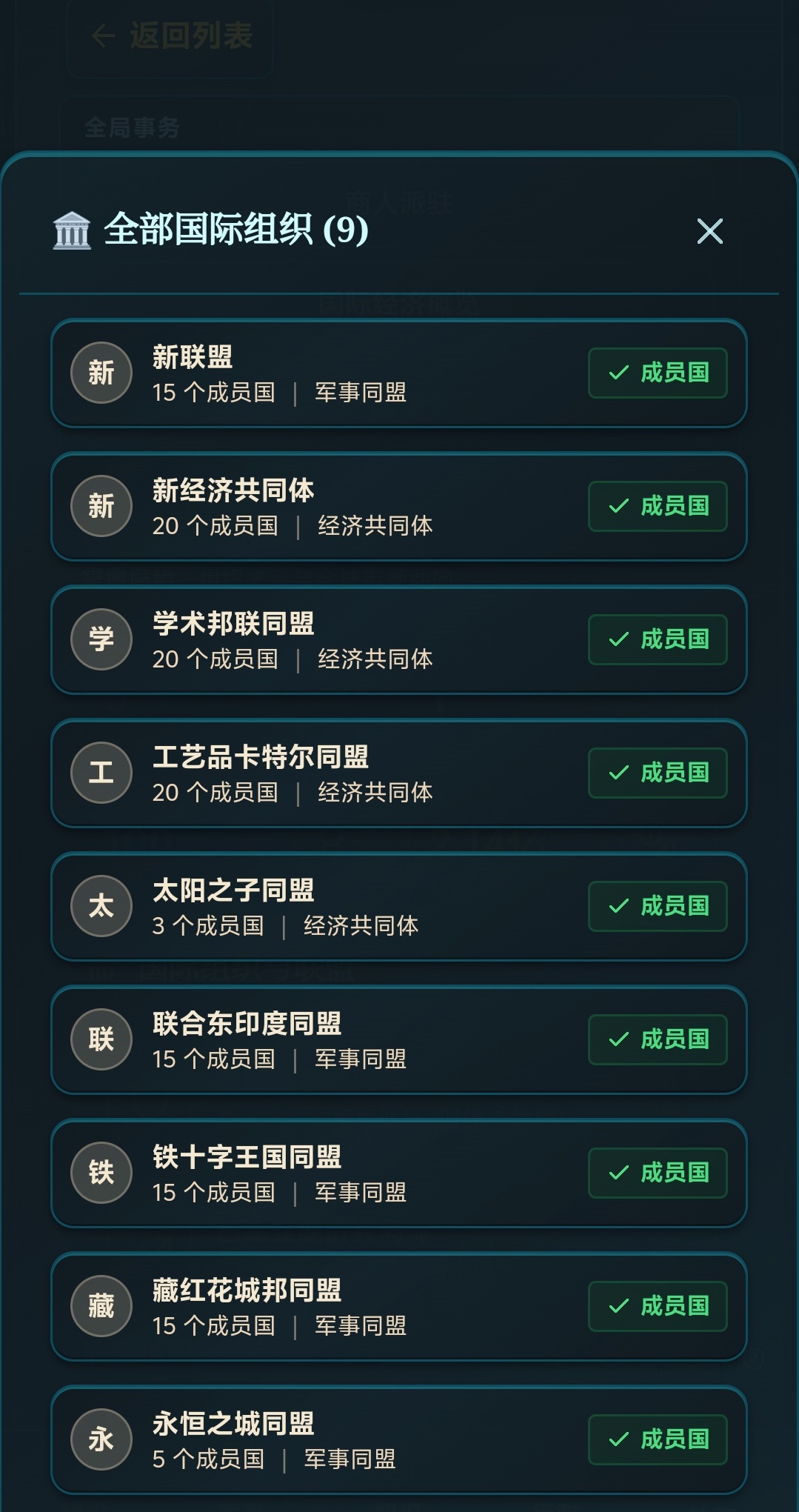 附庸国管理面板及政策配置界面