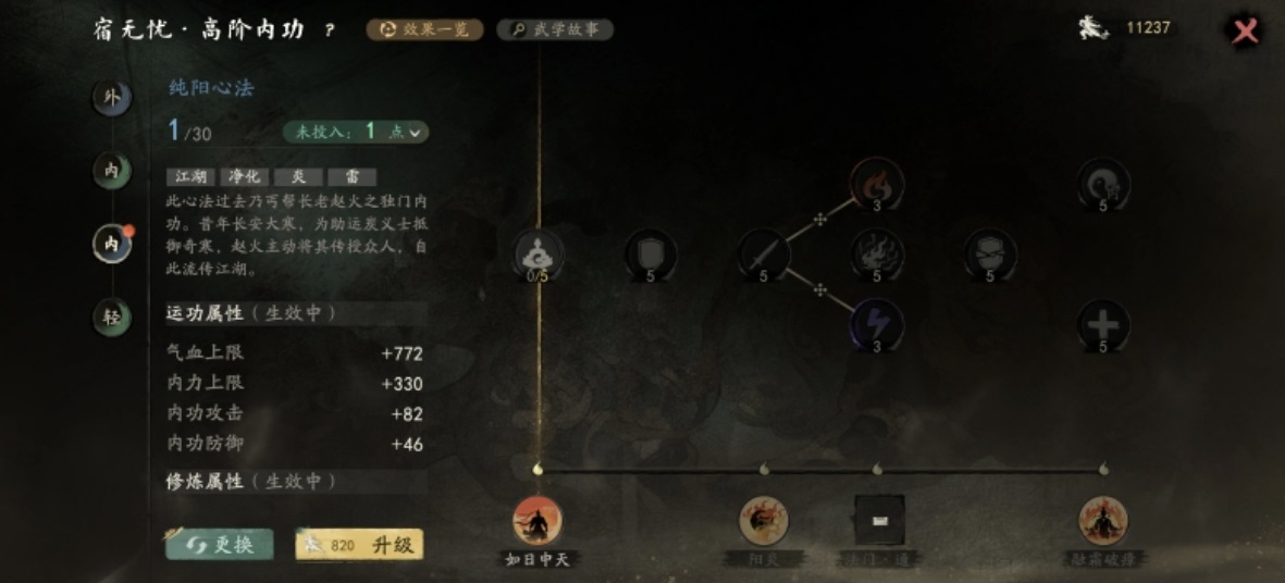 剑隐侠踪录内功突破界面展示