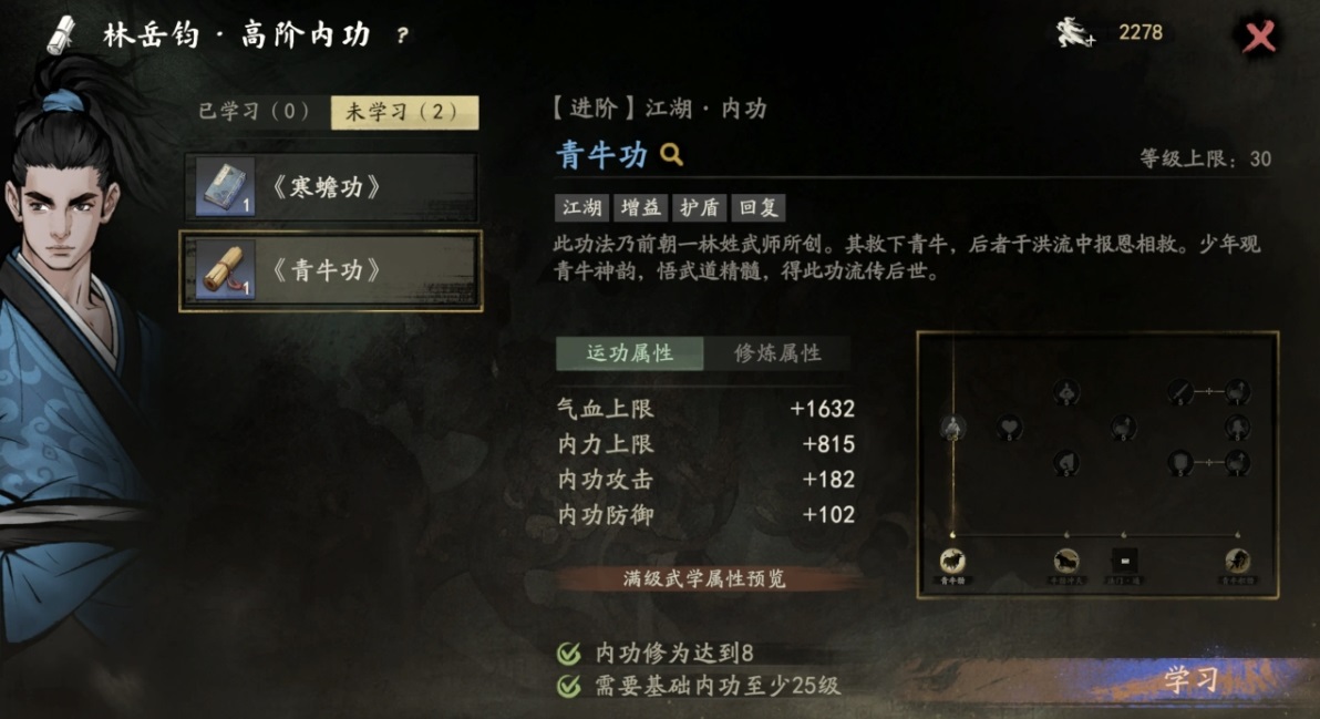 剑隐侠踪录内功获取路径示意图