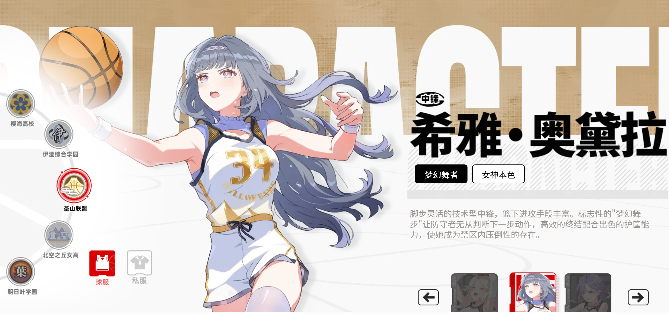 控球后卫白神时久角色展示