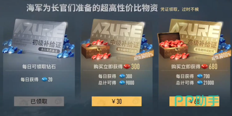 苍蓝前线海军补给界面示意图