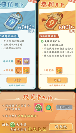 福利月卡详情页