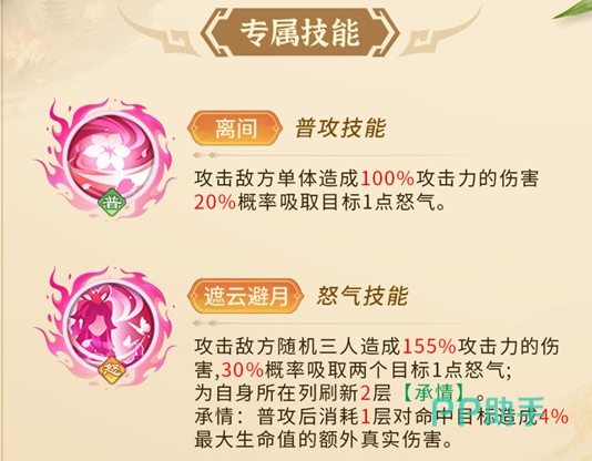 貂蝉天赋界面示意图