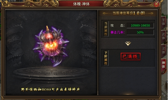 王侯将相体魄系统界面