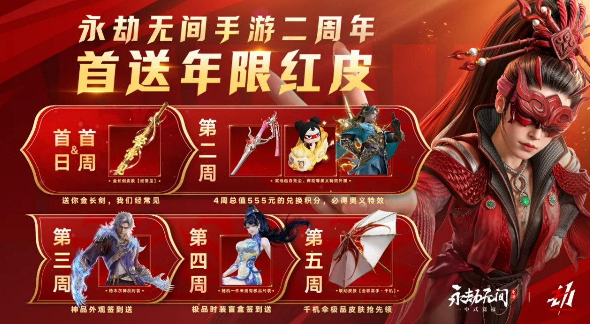 永劫无间手游二周年庆福利全汇总：登录奖励、限定皮肤、抽卡资源等重磅福利一览