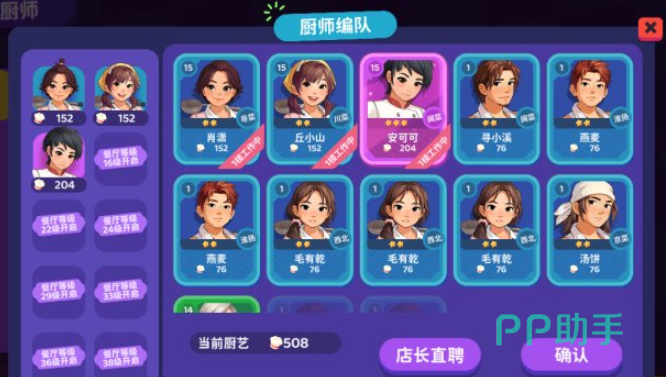 百味食光员工属性面板示意图