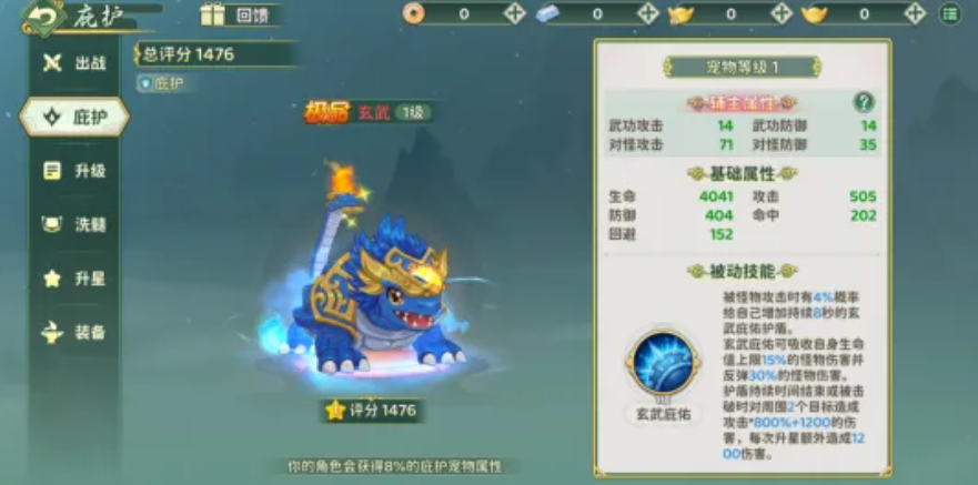 玄武护盾反伤技能说明界面
