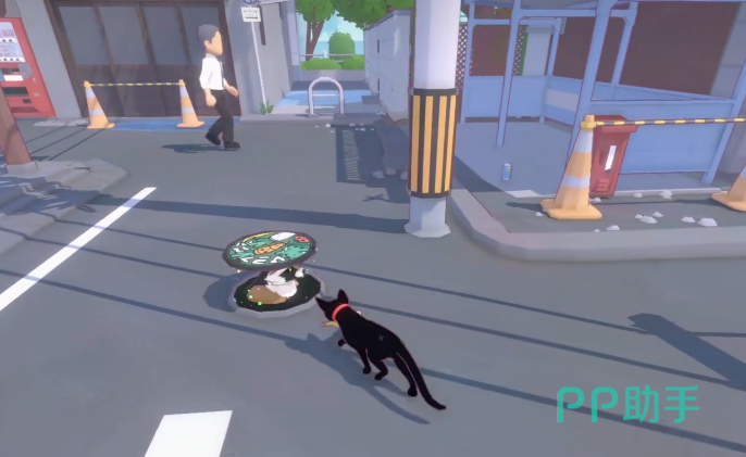 小猫咪大城市游戏界面截图:城市街道与小猫角色