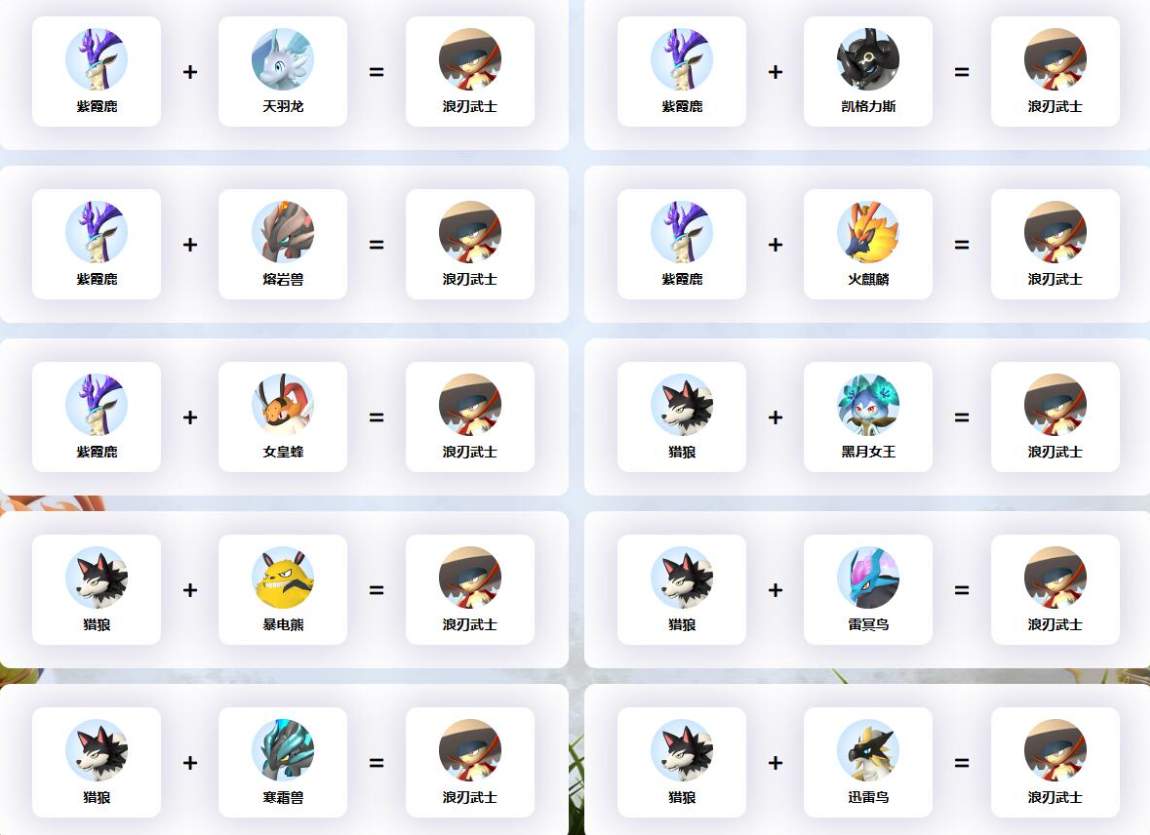 幻兽帕鲁浪刃武士配种公式图解