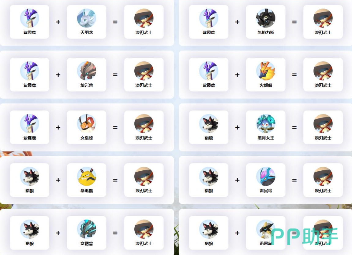 幻兽帕鲁浪刃武士配种公式图解