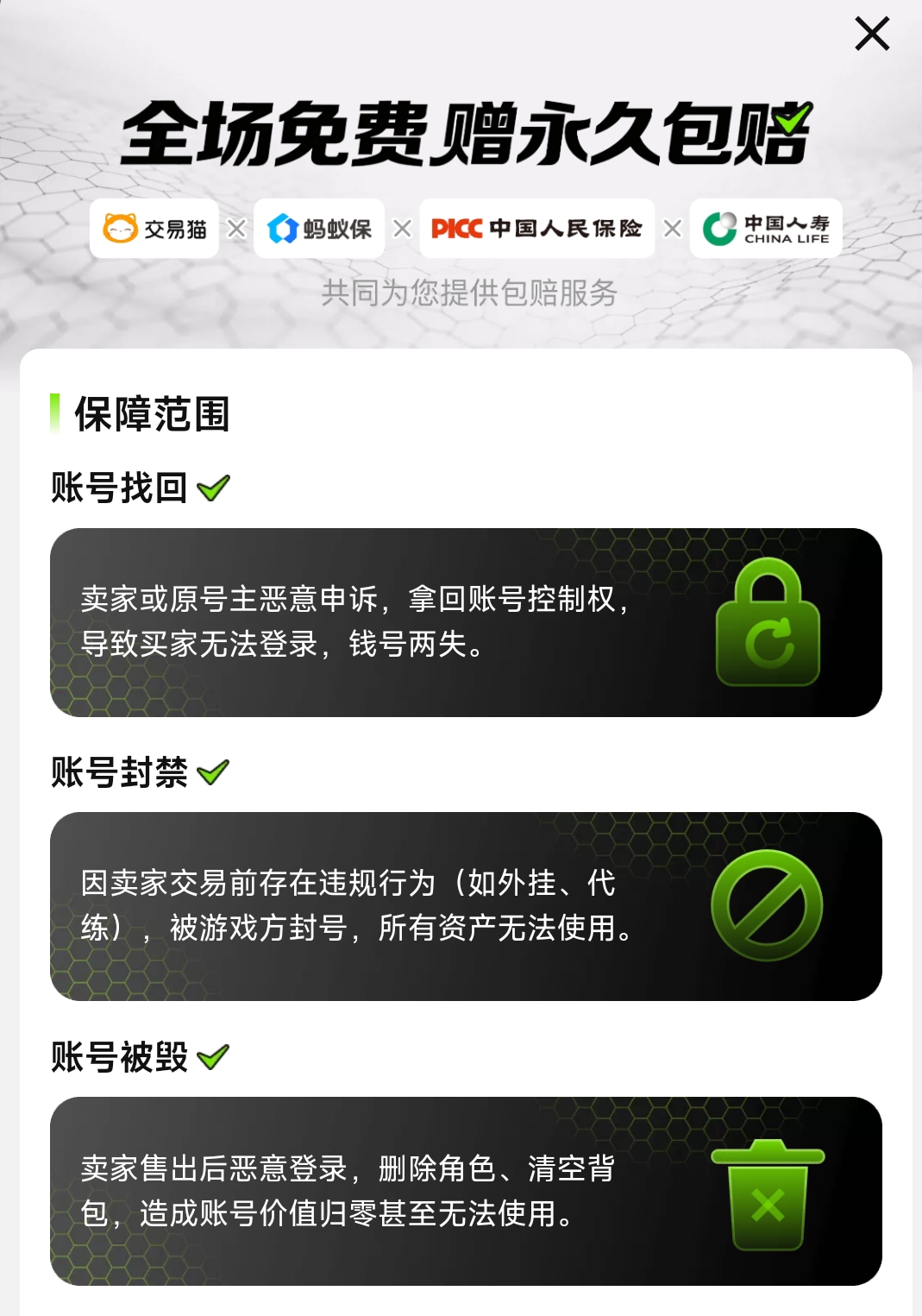 交易猫原神账号验号详情页截图，含实名信息核验、角色等级截图、圣遗物配置清单