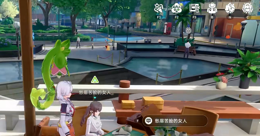 峡湾学校大桥区域示意图:黑衣男子坐在长椅上