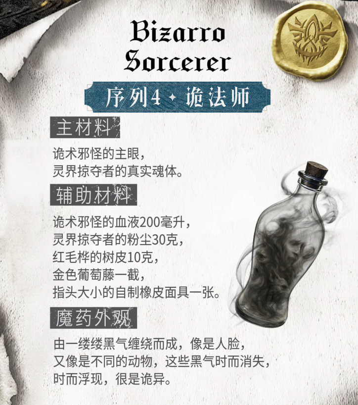 诡法师序列魔药效果示意图