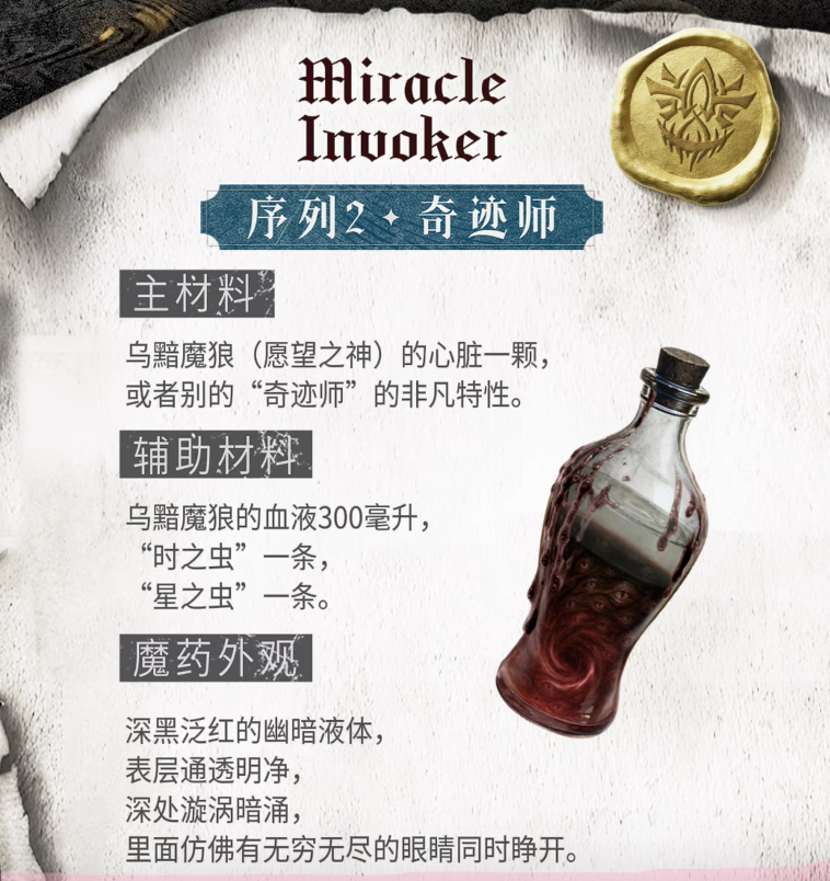 奇迹师序列魔药效果示意图