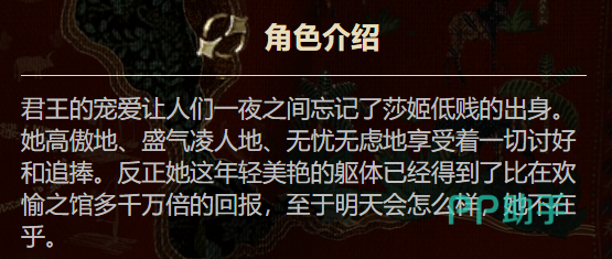莎姬属性面板示意图