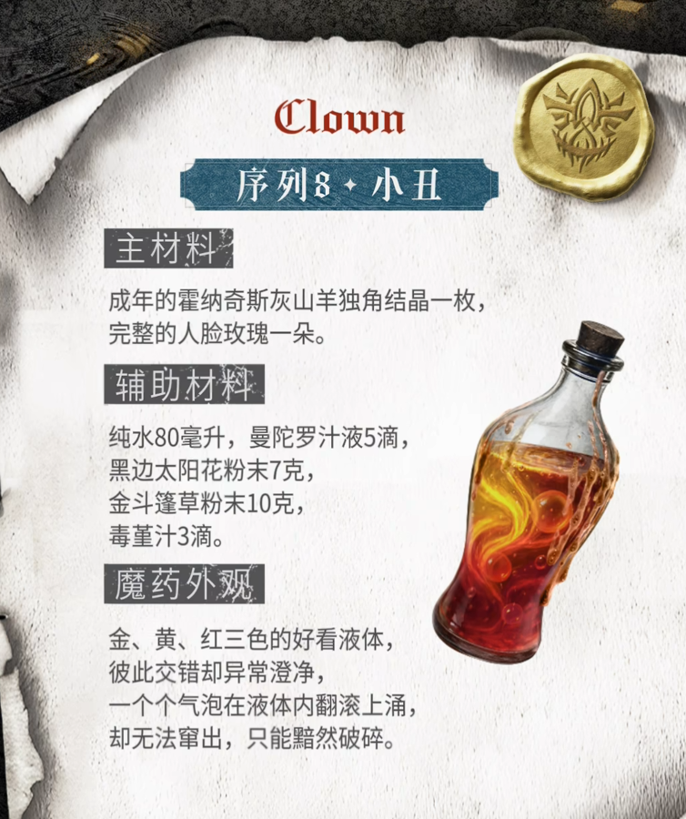 小丑序列魔药效果示意图